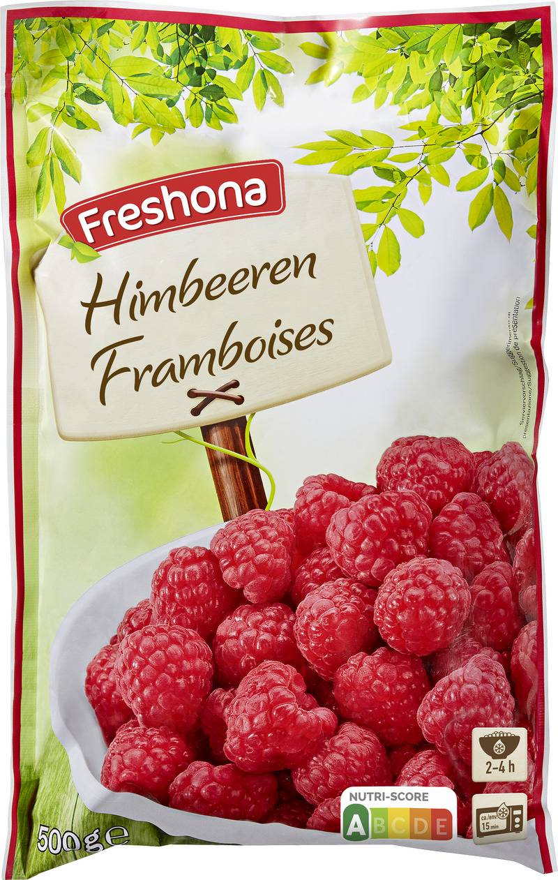 Confezione di lamponi Freshona, 500g, con Nutri-Score A.