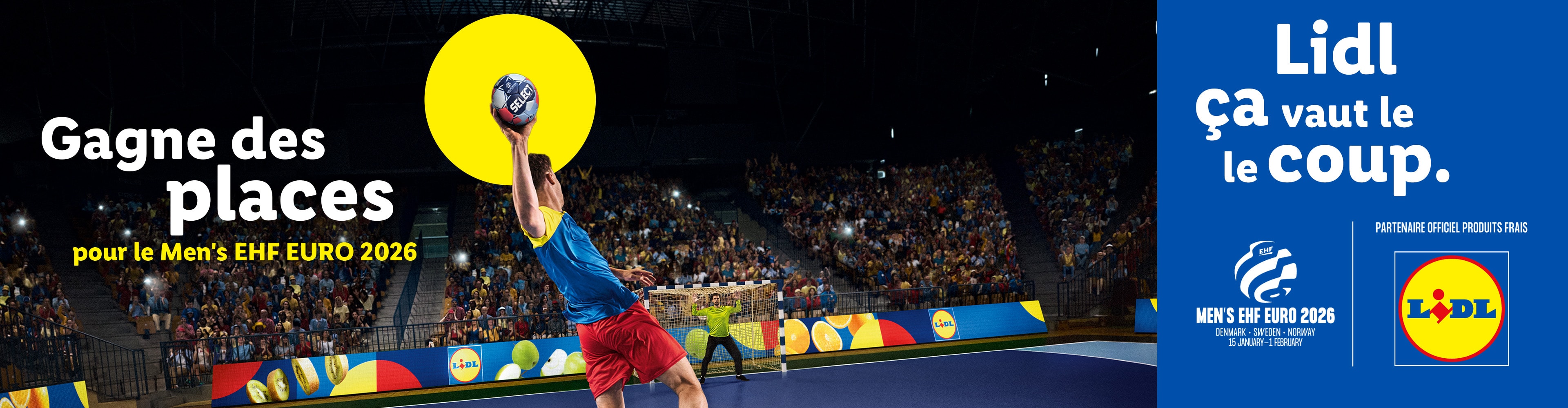 Publicité Lidl pour gagner des places pour l'EHF EURO 2026 de handball.