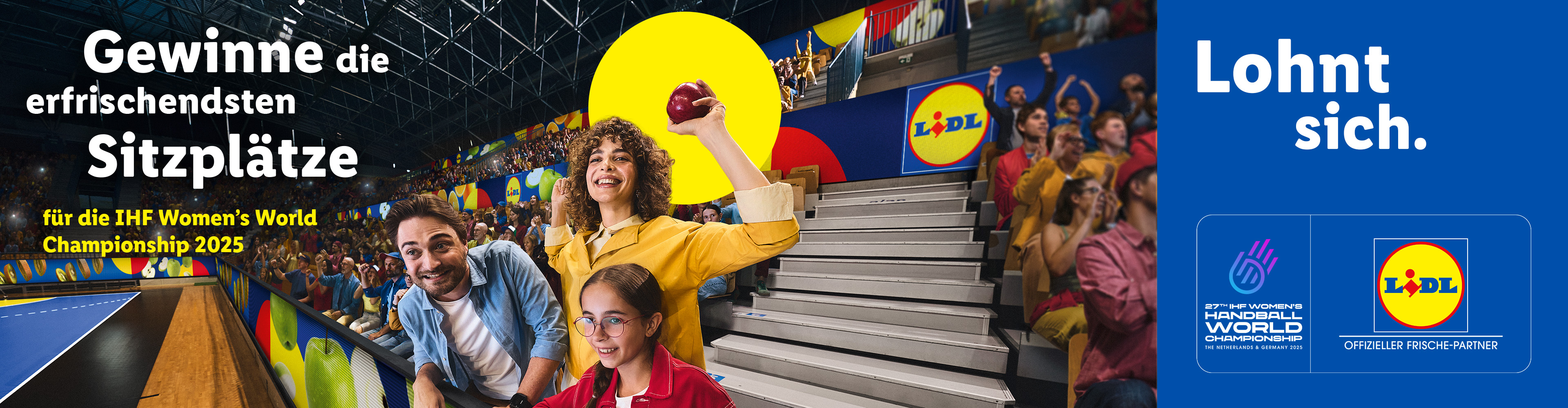 Lidl bietet erfrischende Sitzplätze für die IHF Frauen-Weltmeisterschaft 2025.