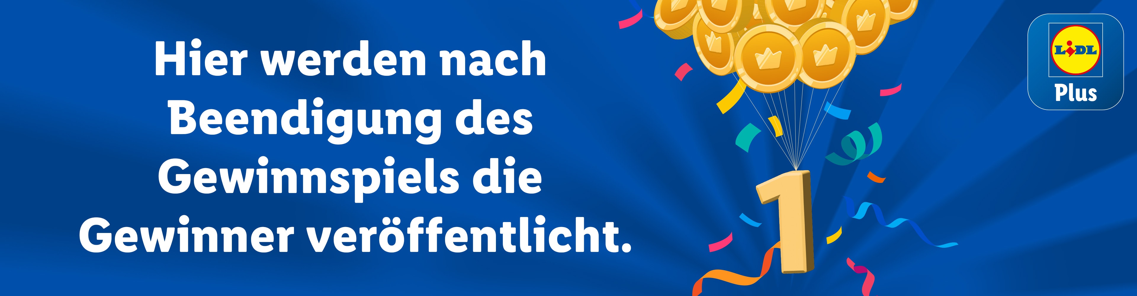 Ein Lidl Plus Werbebild mit Goldmünzen und Konfetti.