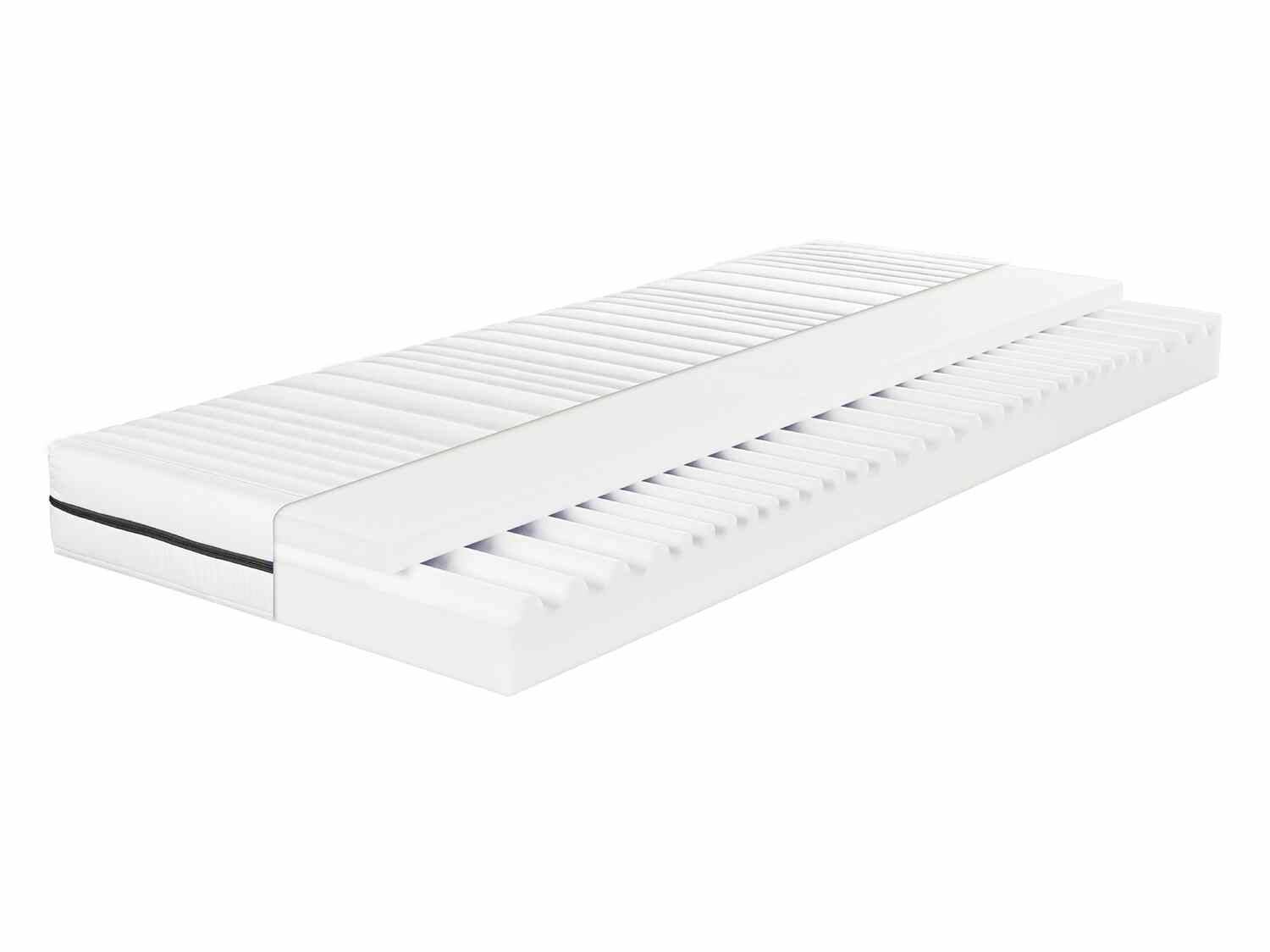 Weiße Matratze mit offenem Bereich, der die innere Struktur zeigt