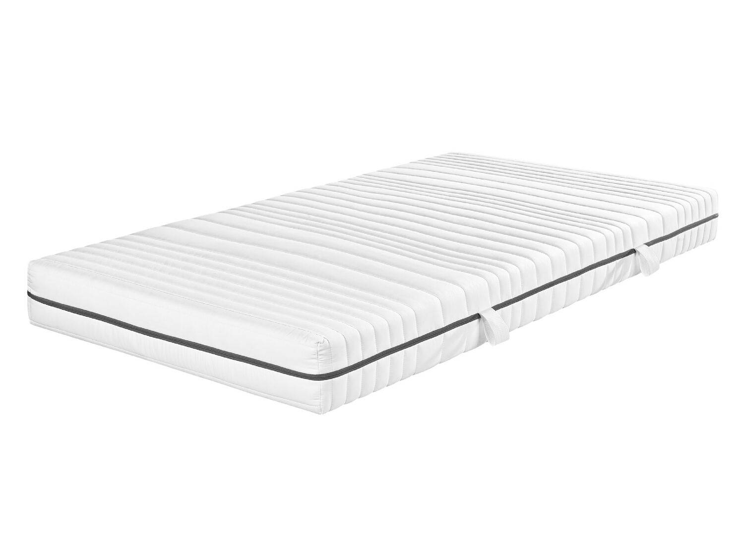 Weiße Matratze mit horizontalen Streifen und grauem Rand