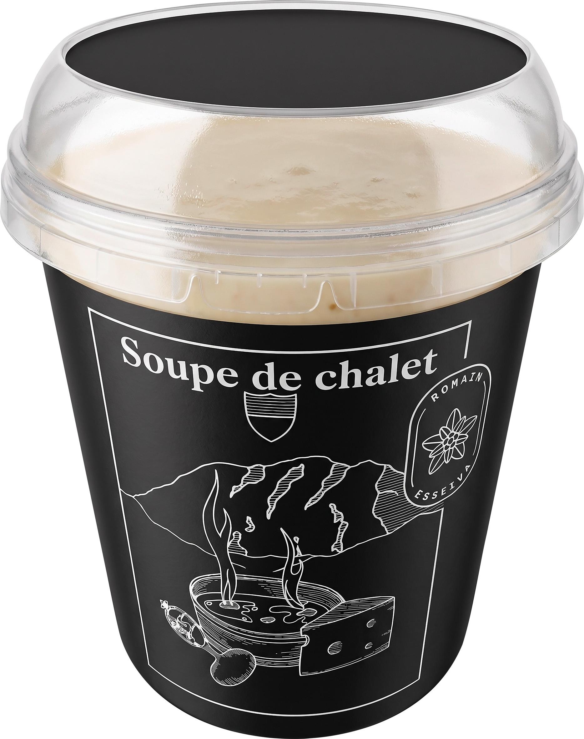 Becher mit Soupe de chalet, einer traditionellen Schweizer Suppe