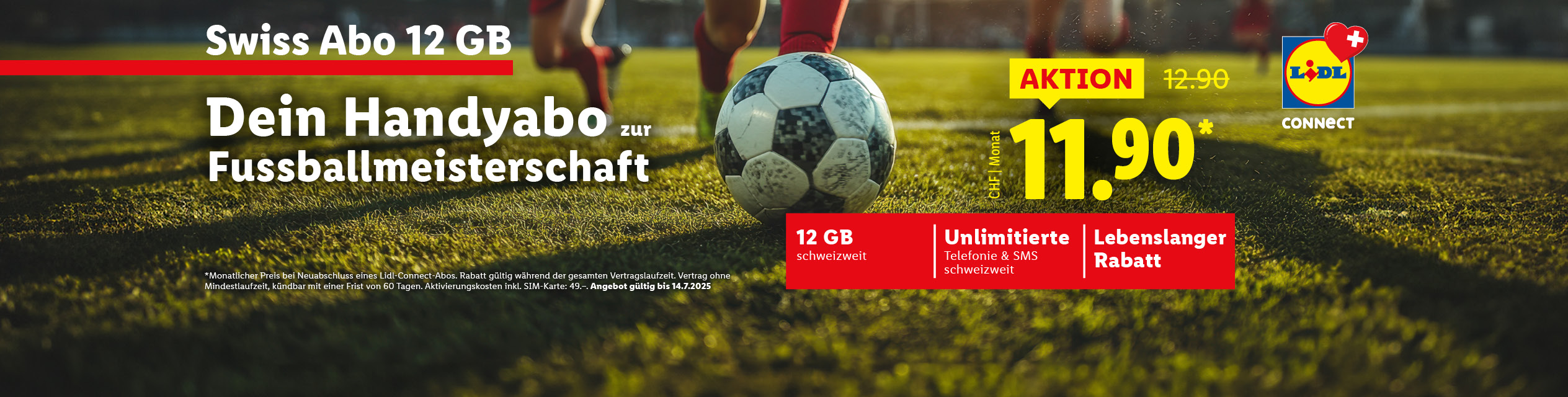 Lidl Connect bietet ein Handyabo mit 12 GB Daten, unbegrenzten Anrufen & SMS für 11.90 CHF/Monat.