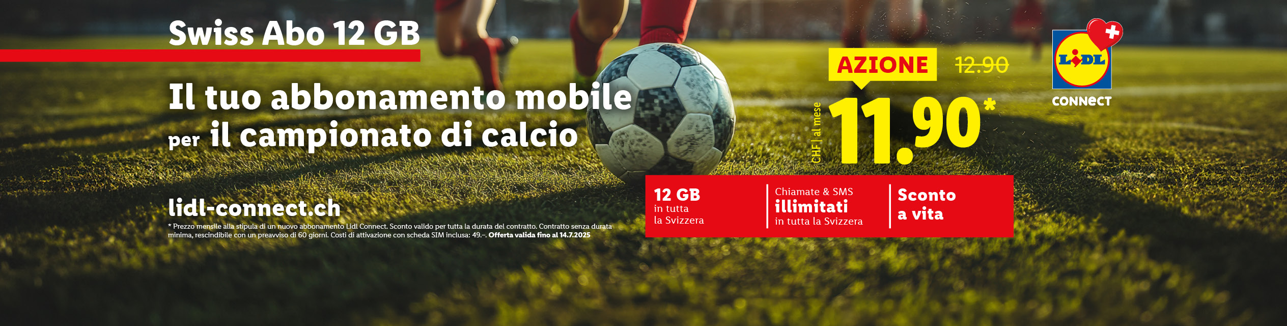Lidl Connect offre un abbonamento mobile a 11.90 CHF/mese con 12 GB e chiamate/SMS illimitati.
