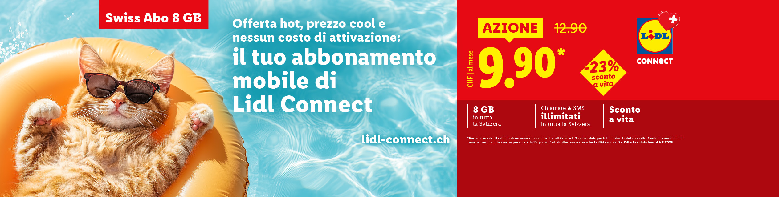 Lidl Connect: abbonamento mobile a 9.90 CHF al mese, 8 GB e chiamate/SMS illimitati.
