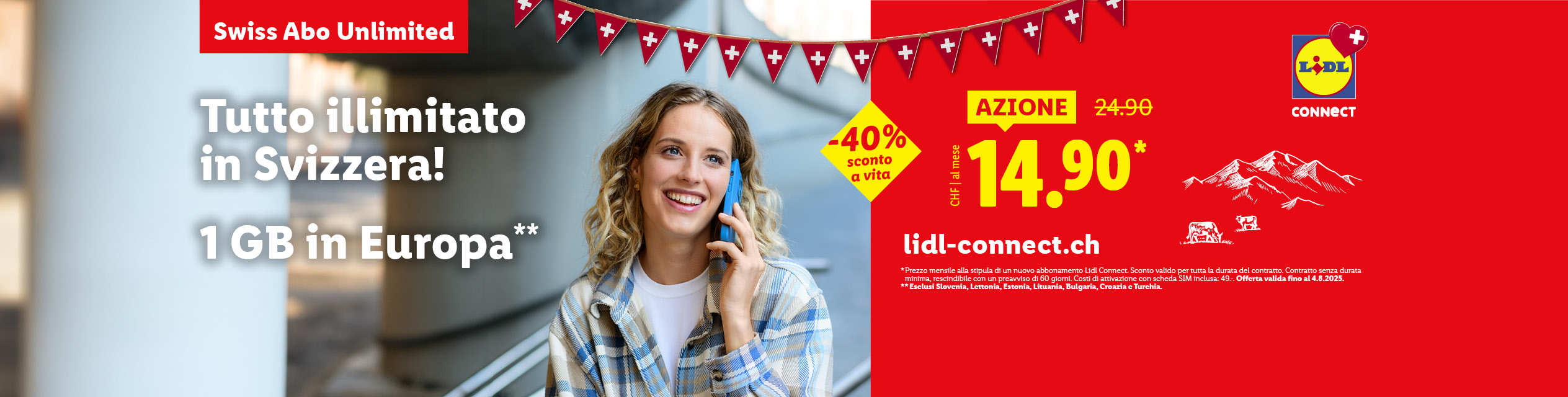 Lidl Connect: abbonamento illimitato in Svizzera e 1 GB in Europa a 14,90 CHF al mese.