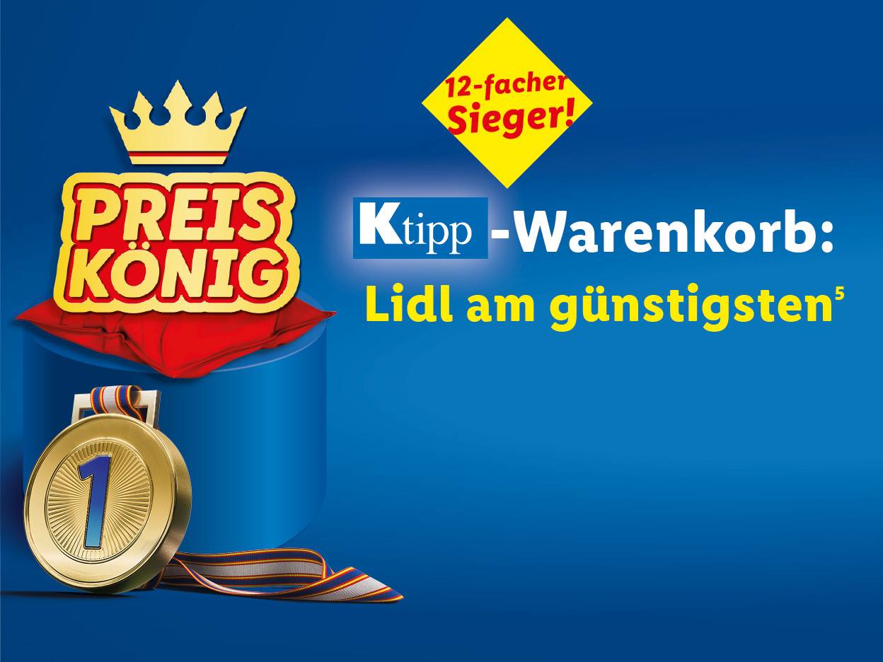Lidl ist laut Ktipp am günstigsten, 12-facher 'Preiskönig'-Sieger.