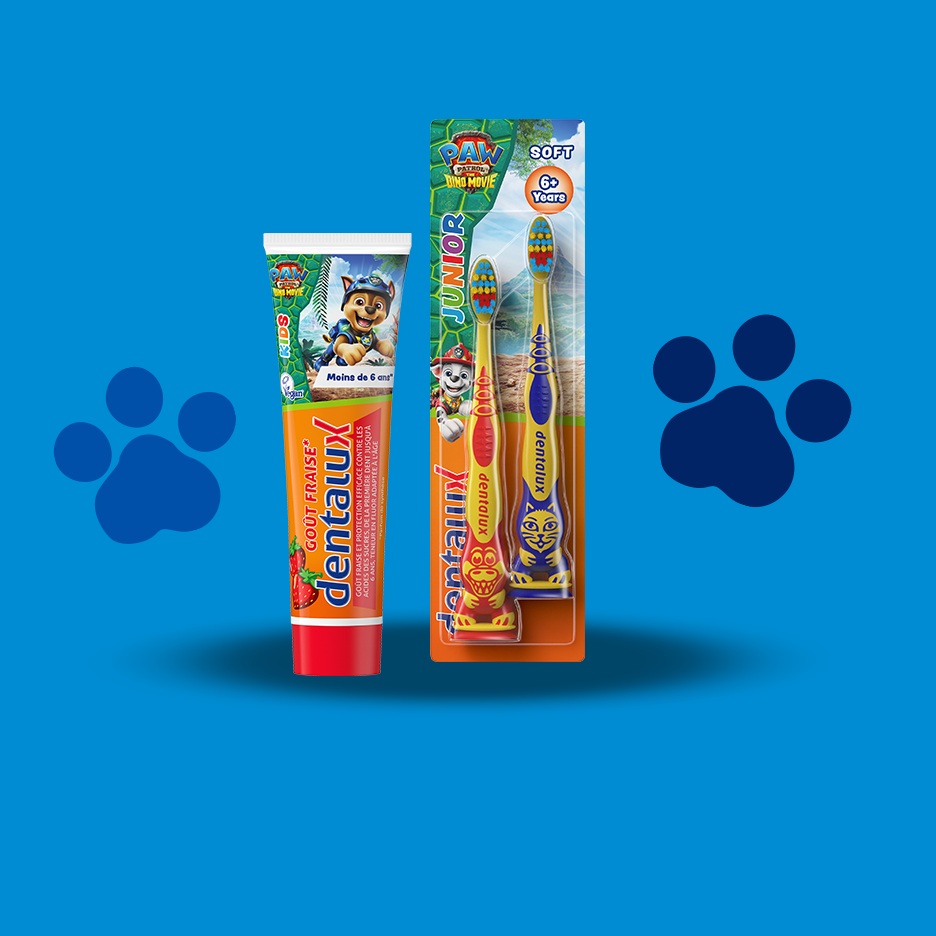 Kinderzahnpasta und Zahnbürsten im Paw Patrol-Design für Kinder ab 6 Jahren.