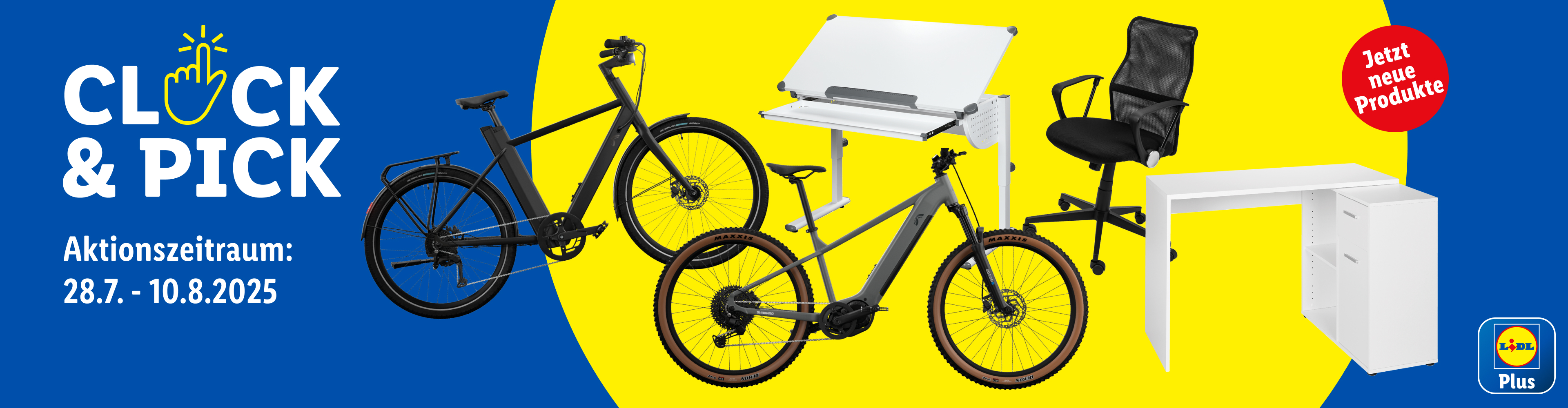 Lidl Plus: E-Bikes, Bürostuhl und Schreibtisch im Aktionszeitraum 28.7.-10.8.2025