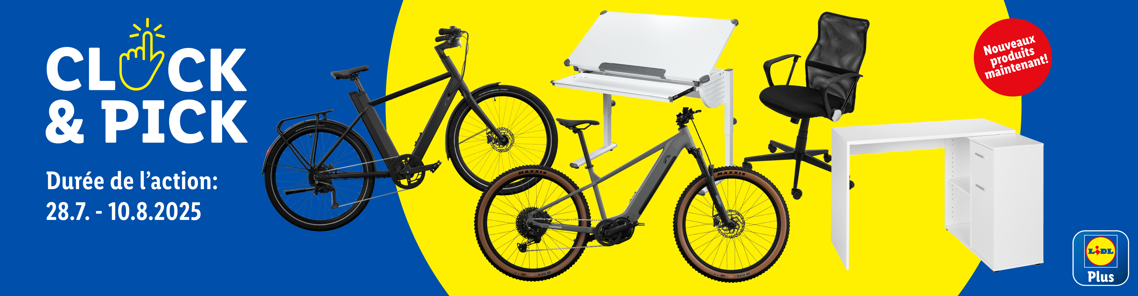 LIDL Plus : Vente flash ! E-bikes, chaise de bureau et bureau (28.7-10.8.2025).