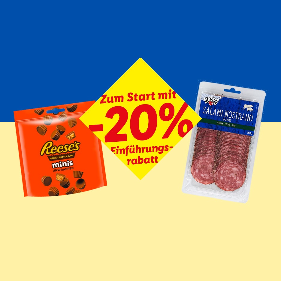 Reese's Minis und Salami Nostrano mit 20% Einführungsrabatt.