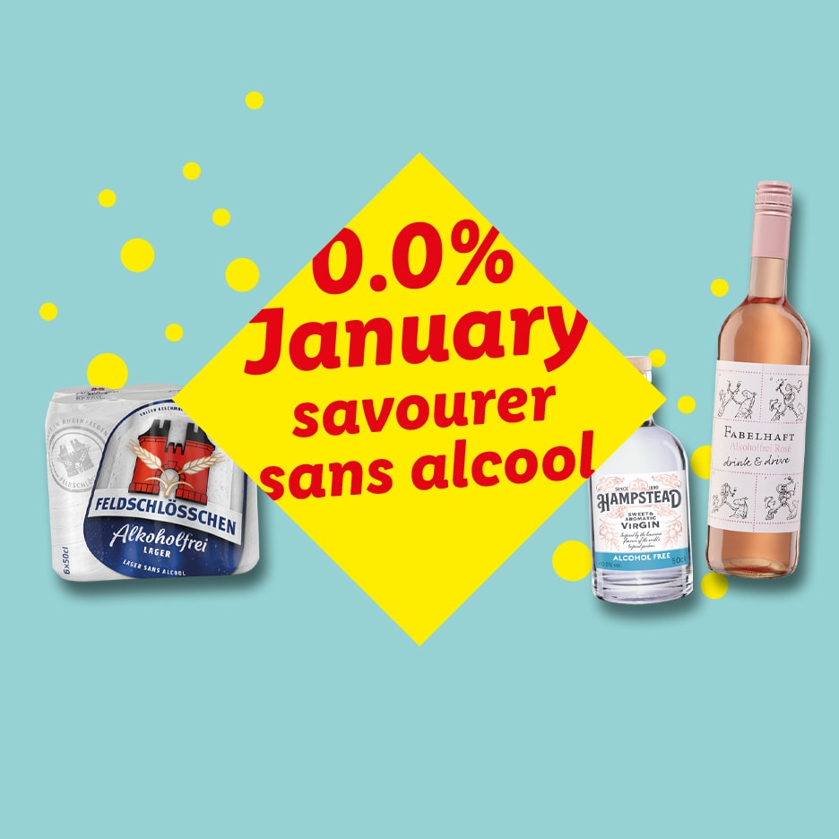 Alkoholfreies Bier, Roséwein und Spirituose für den 0.0% Januar.