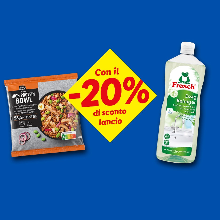 High-Protein-Bowl und Essigreiniger mit 20% Rabatt.
