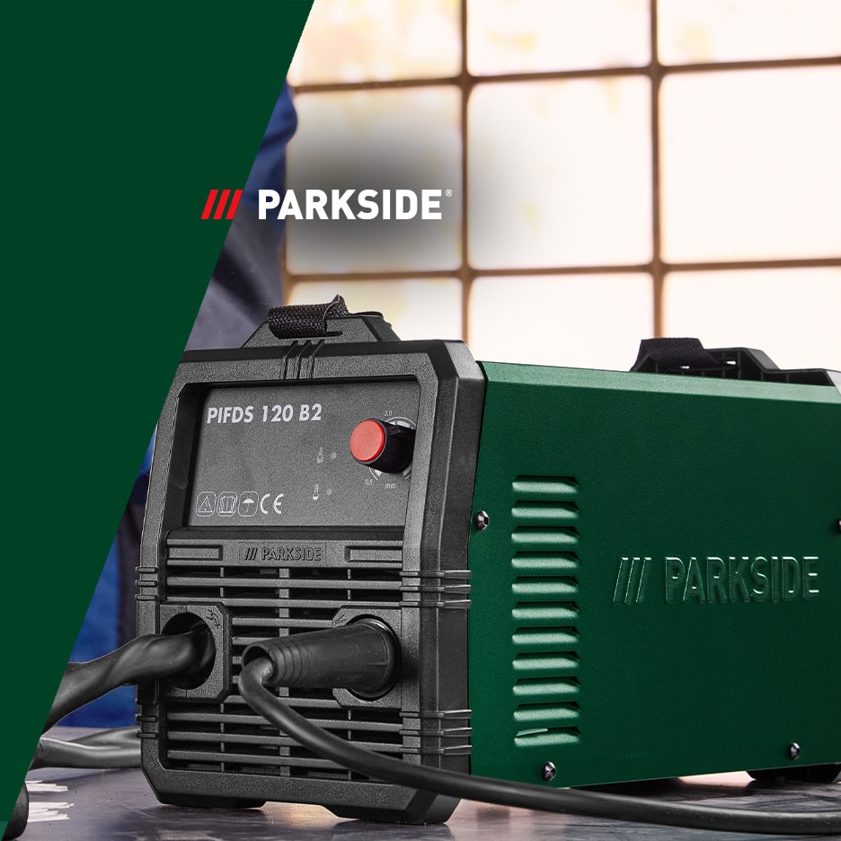 Poste à souder inverter compact vert et noir avec câbles connectés, modèle PIFDS 120 B2.