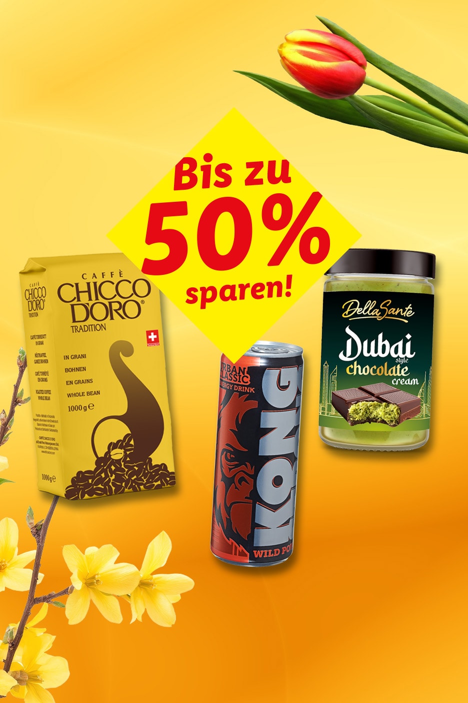 Kaffeebohnen, Energy-Drink und Schokoladencreme mit bis zu 50% Rabatt.