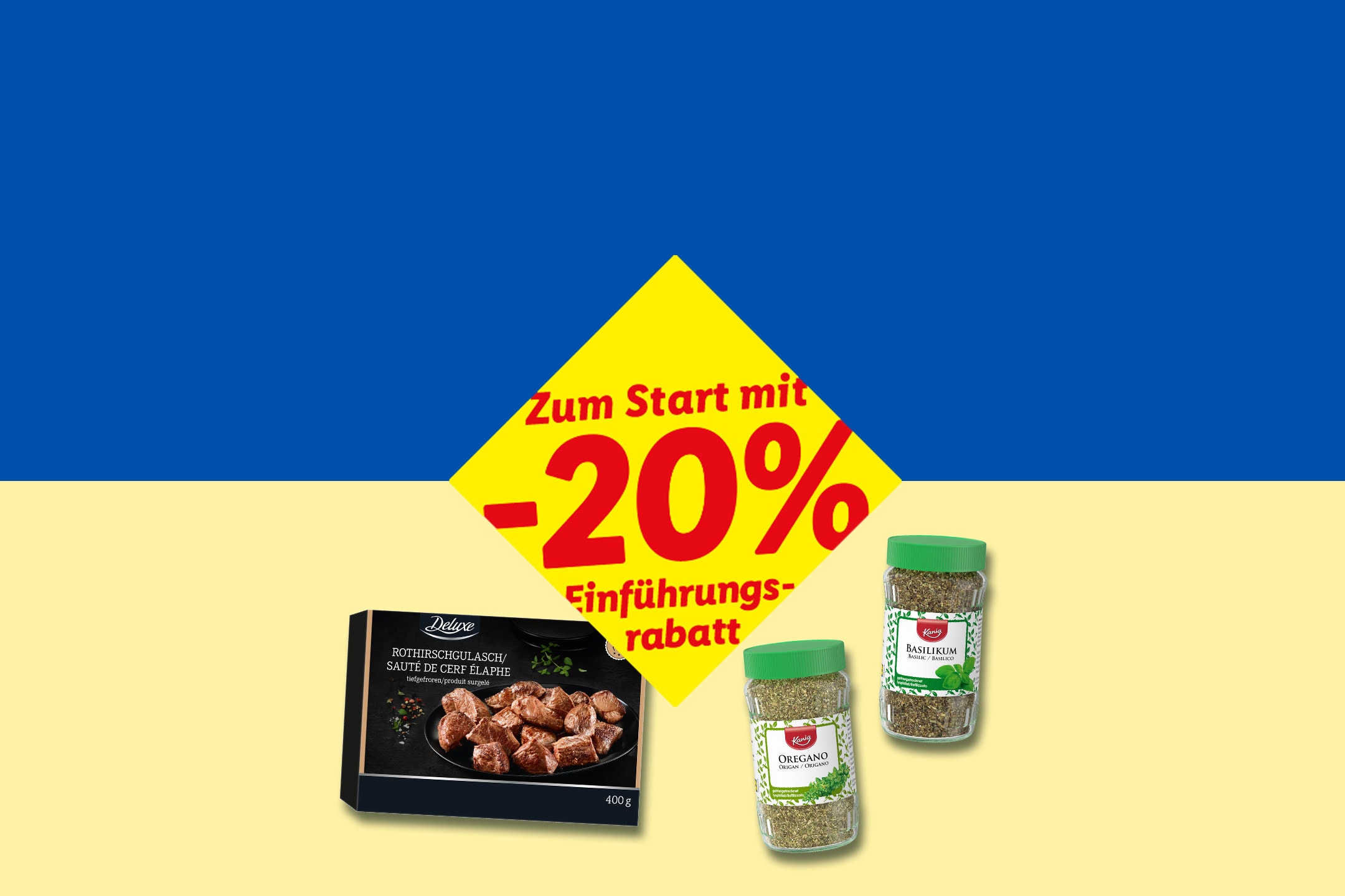 Hirschfleisch und Kania Gewürze mit 20% Rabatt.