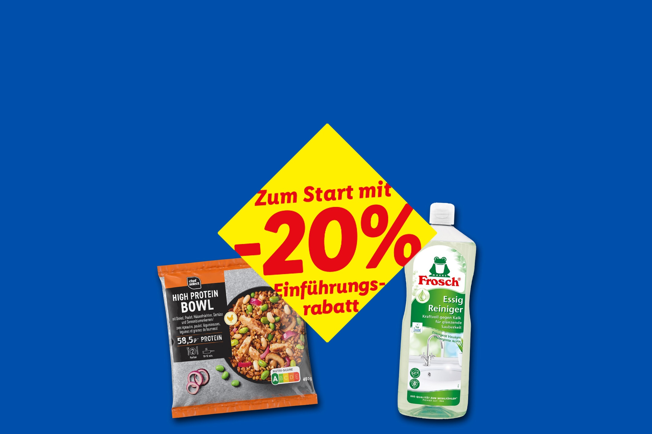 Eine proteinreiche Bowl und ein Essigreiniger, mit 20% Einführungsrabatt.