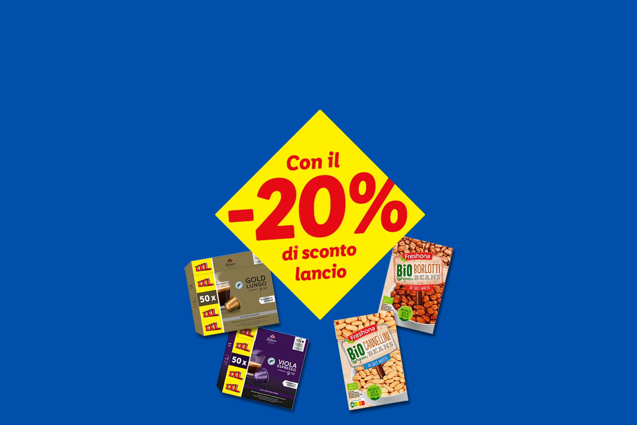 Caffè in capsule e fagioli biologici con uno sconto del 20% sul lancio.