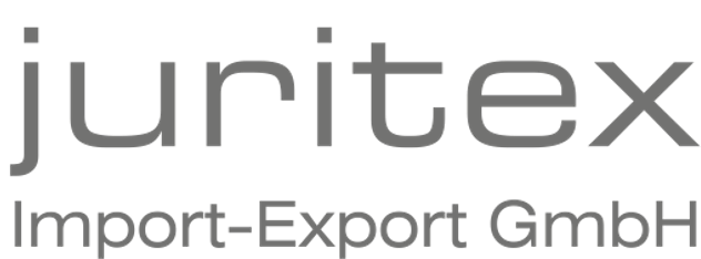 Graues Logo mit dem Text Import-Export GmbH auf schwarzem Hintergrund.