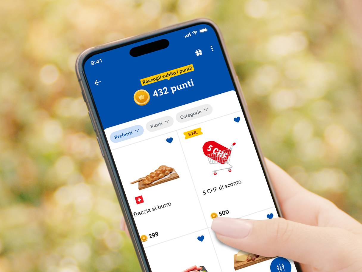 App per smartphone con 432 punti, offerte per treccia al burro e 5 CHF di sconto.