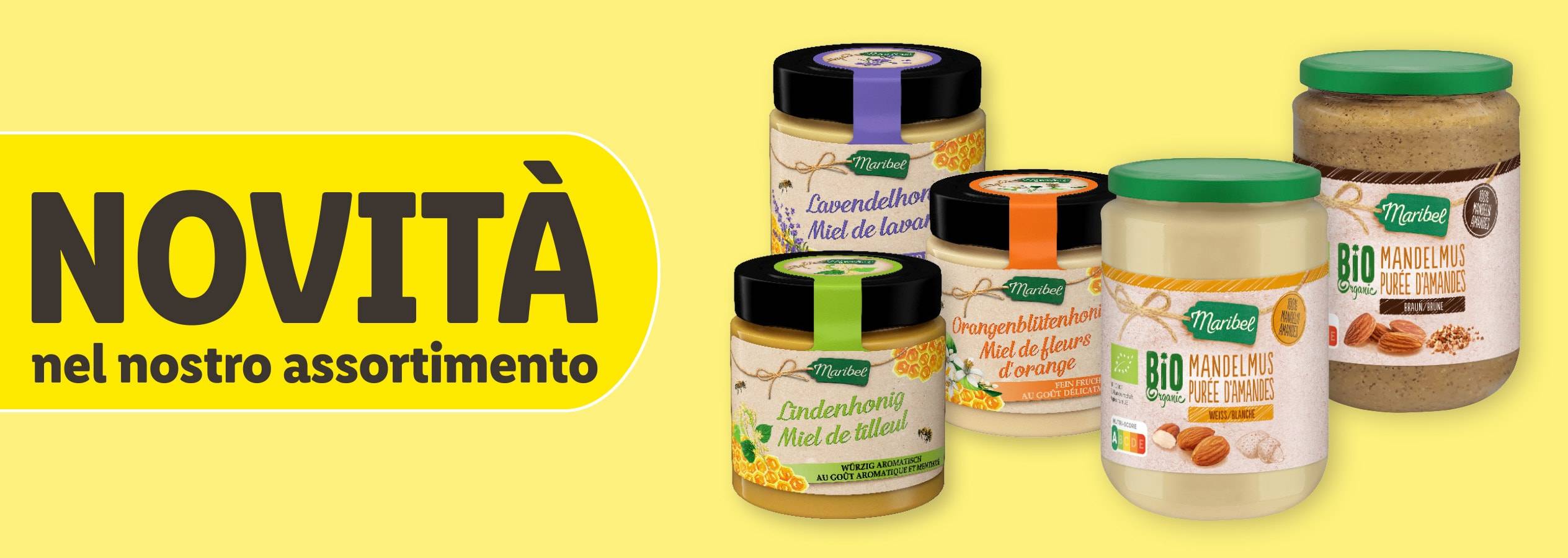 Novità Maribel: mieli e creme di mandorle bio.
