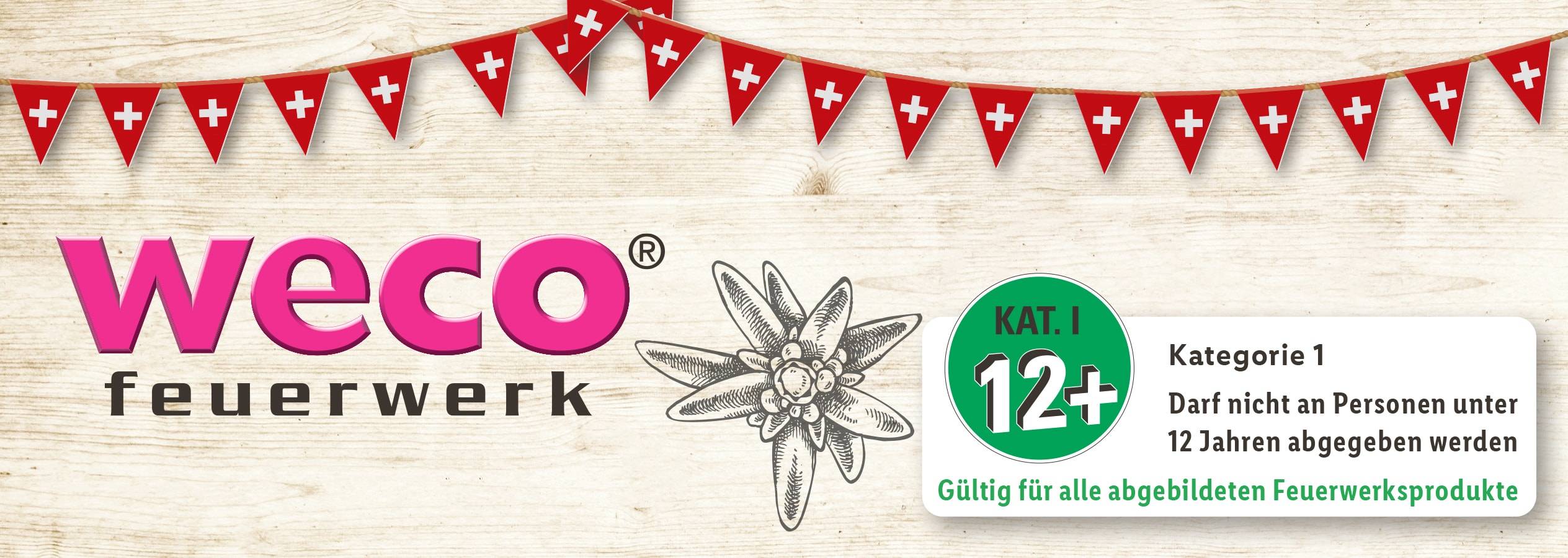 Weco Feuerwerk, Kategorie 1, ab 12 Jahren.