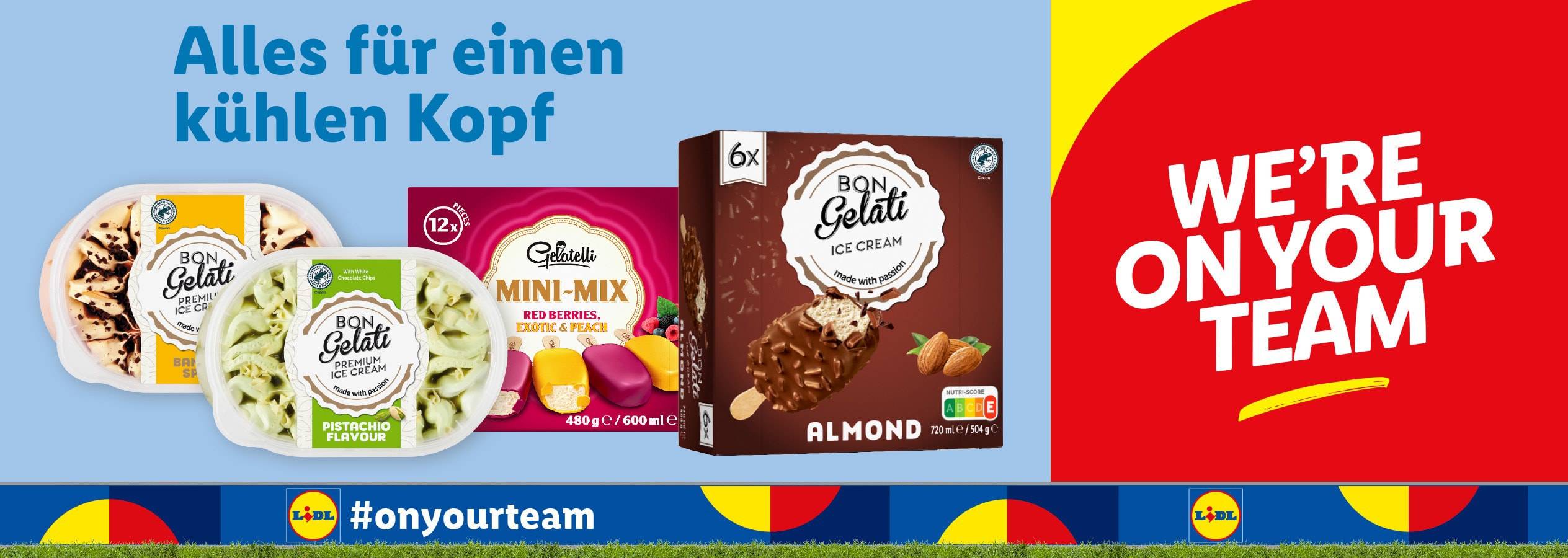 Lidl Bon Gelati und Gelatelli Eis: Kühles Vergnügen für heiße Tage.