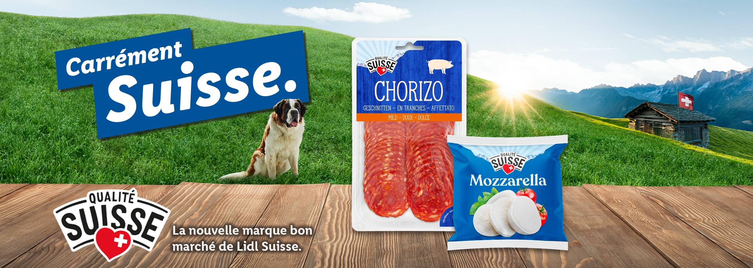 Lidl Suisse lance sa nouvelle marque 'Qualité Suisse' avec du chorizo et de la mozzarella.