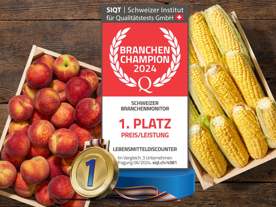 Pfirsiche und Mais ausgezeichnet als Branchenchampion 2024 vom SIQT.