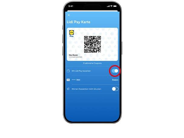 Bildschirm einer mobilen Bezahl-App mit QR-Code und Zahlungsoptionen.