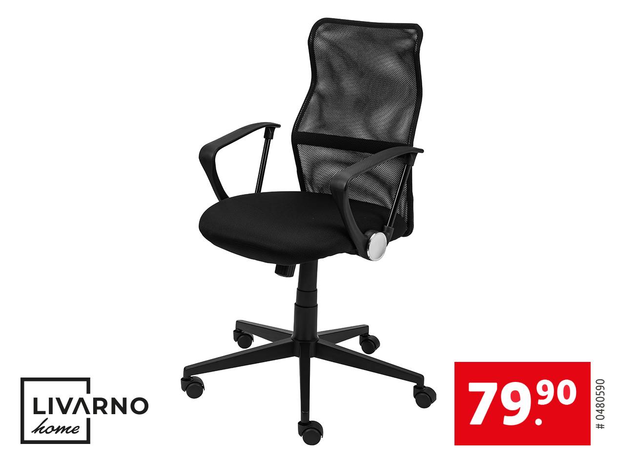 Schwarzer Livarno Home Bürostuhl mit Rollen für 79,90€.