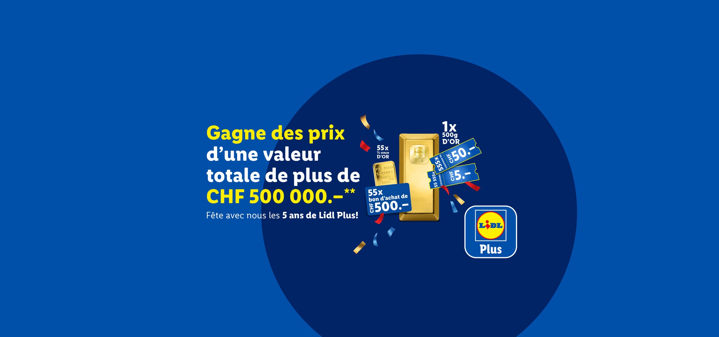 Gagnez des lingots d'or et des bons d'achat d'une valeur totale de plus de 500 000 CHF.