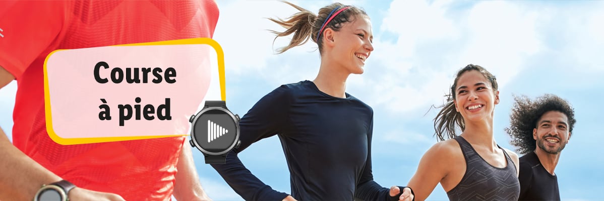 Coureurs portant des smartwatches et des vêtements de sport.