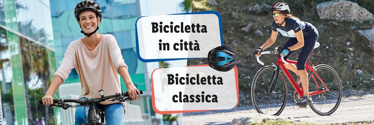 Biciclette da città e bici da corsa: immagini di donne che vanno in bicicletta.