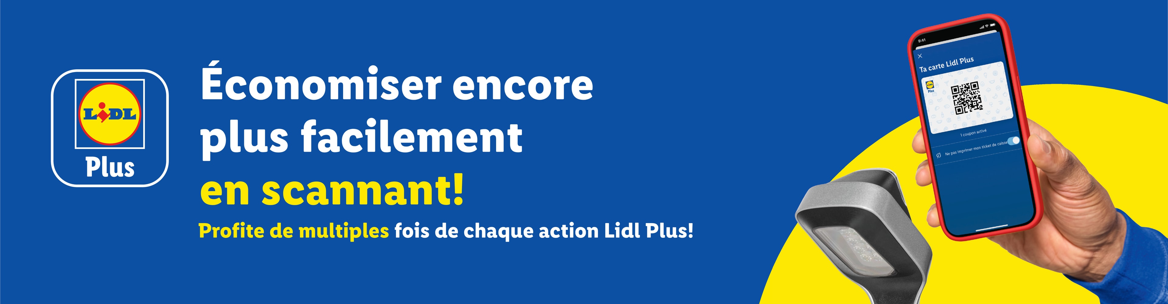 Application Lidl Plus : Économisez encore plus facilement en scannant le QR code sur votre téléphone.