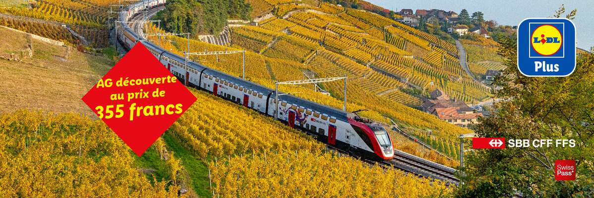 Train traversant des vignobles, offre AG découverte à 355 francs.