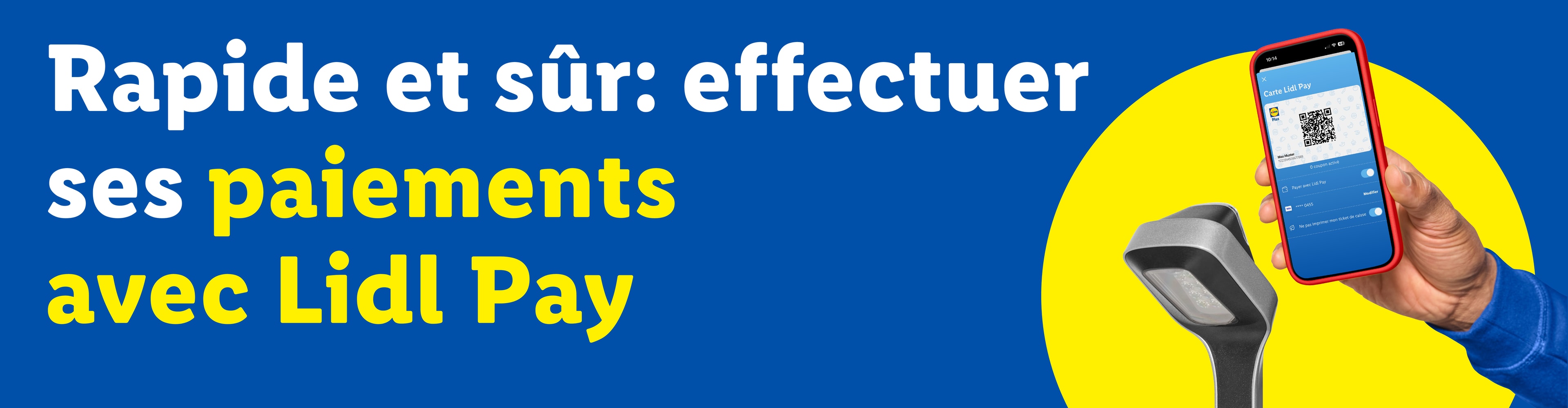 Paiements rapides et sûrs avec l'application mobile, affichant un code QR à scanner.