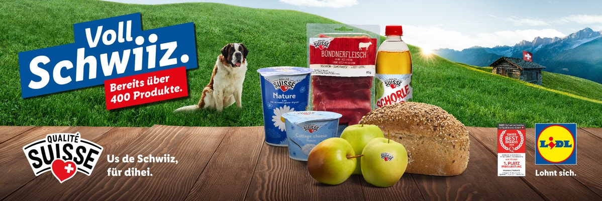 Qualité Suisse Voll Schwiiz. Bereits über 400 Produkte.