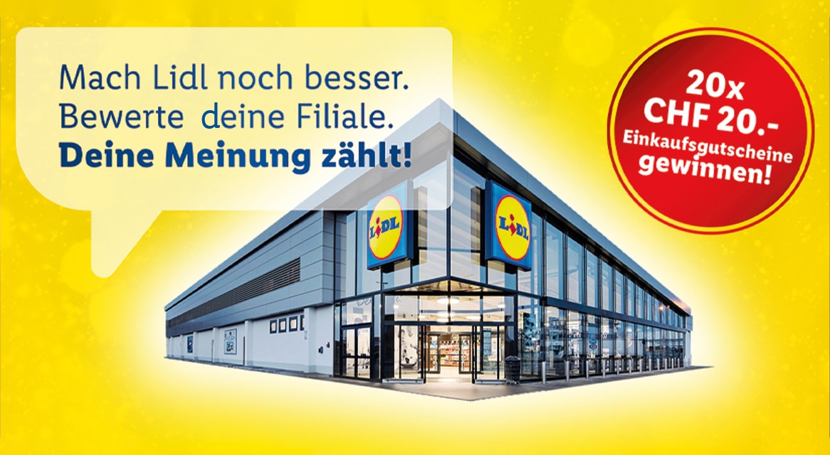 Lidl Bewertung: Gewinne 20 x 20 CHF Gutscheine!