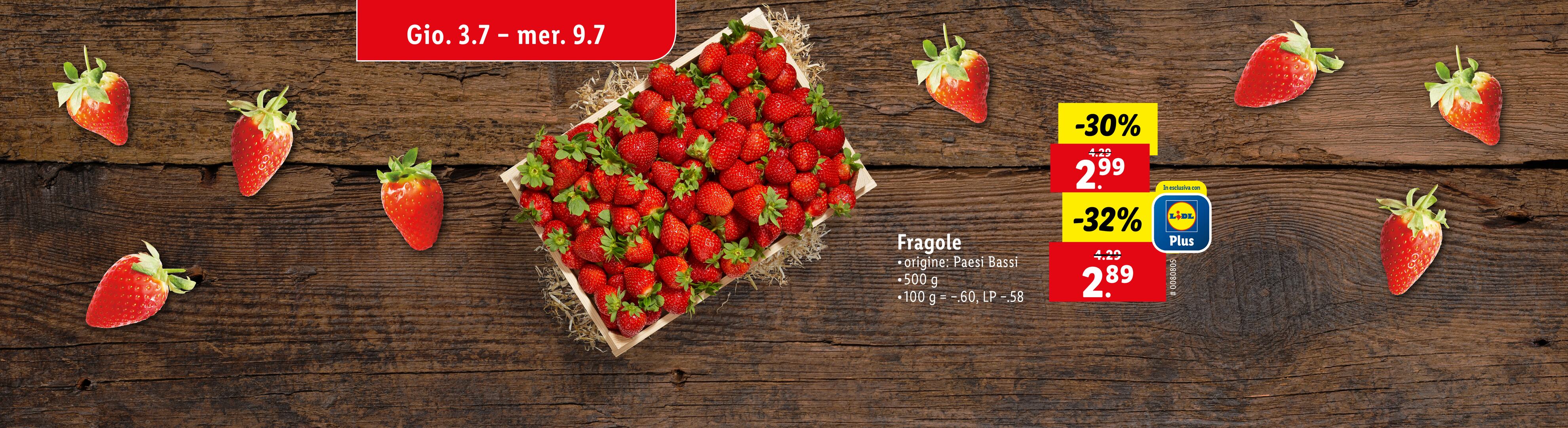 Fragole Lidl Plus in offerta: -30% e -32%