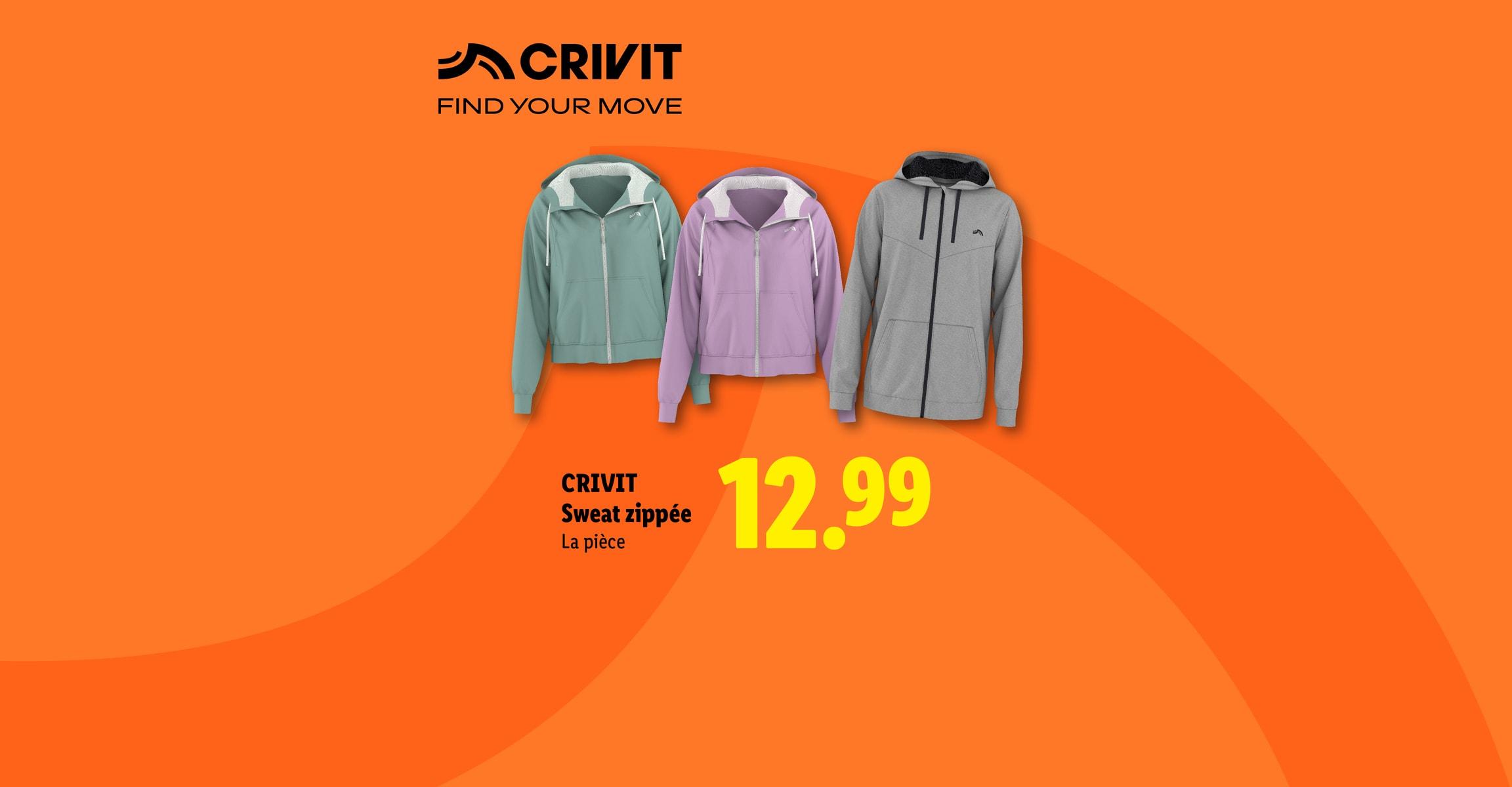 CRIVIT Sweat zippé La pièce CHF 12.99