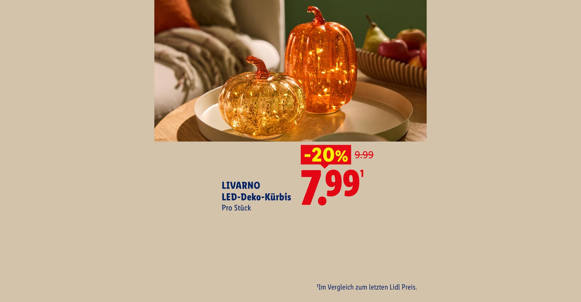 LIVARNO LED-Deko-Kürbis Pro Stück -20% CHF 7.99