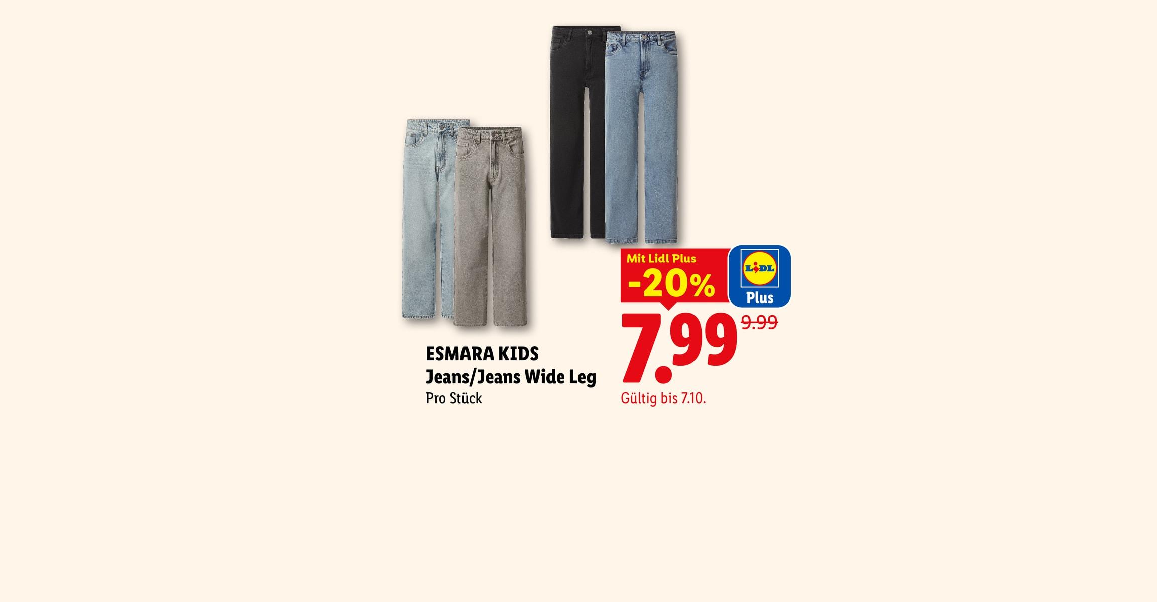 ESMARA KIDS Jeans/Jeans Wide Leg Pro Stück Mit Lidl Plus -20% CHF 7.99 Gültig bis 7.10.