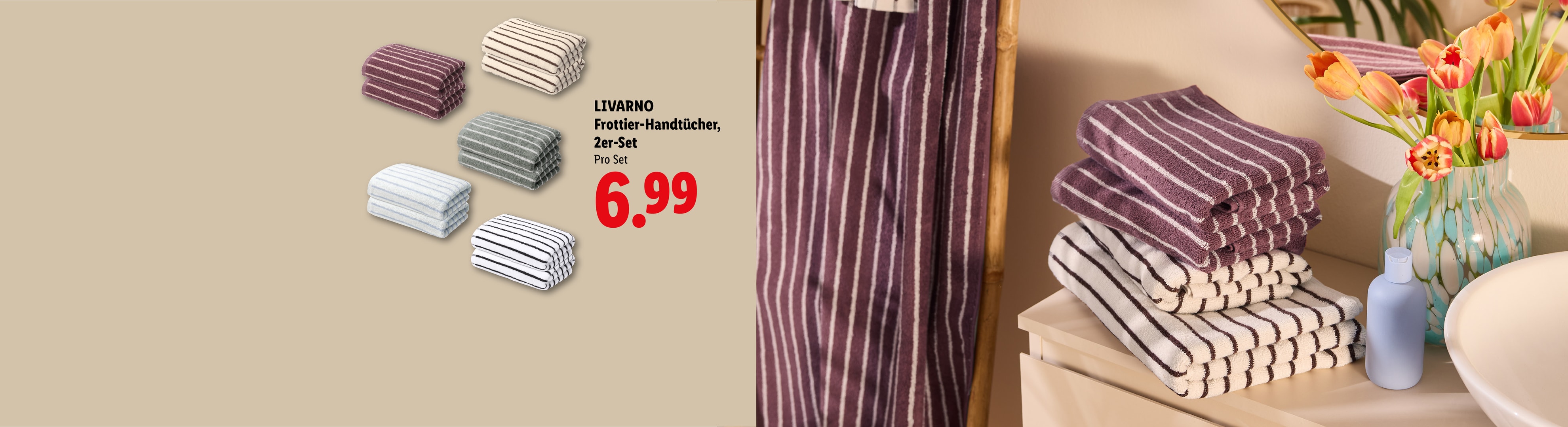LIVARNO Frottier-Handtücher, 2er-Set Pro Set CHF 6.99