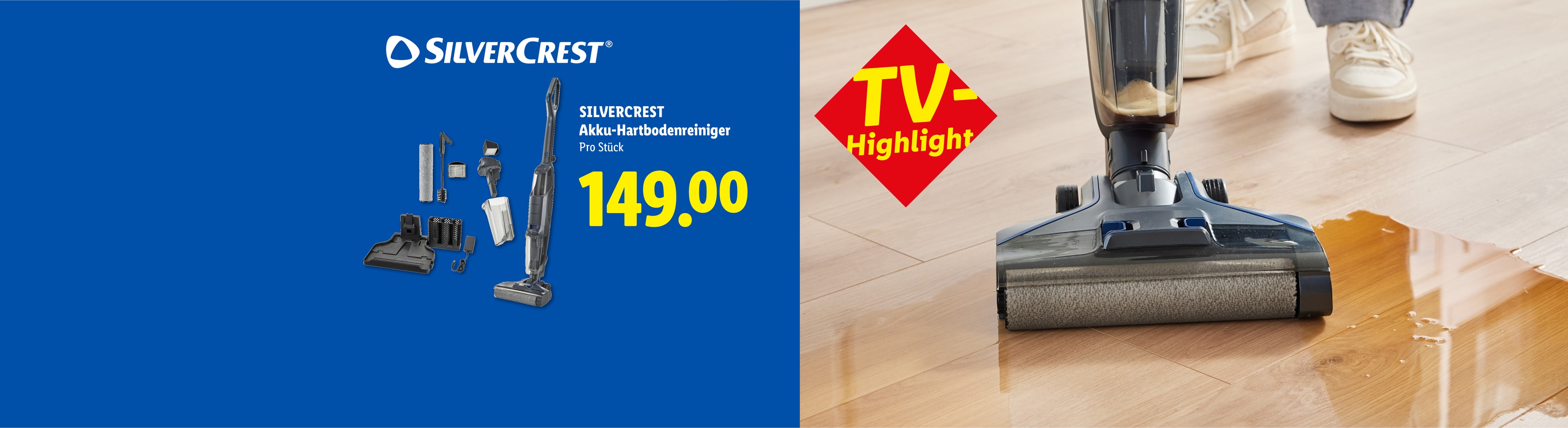 Akku-Hartbodenreiniger mit Zubehör, Preis 149.00, TV-Highlight.