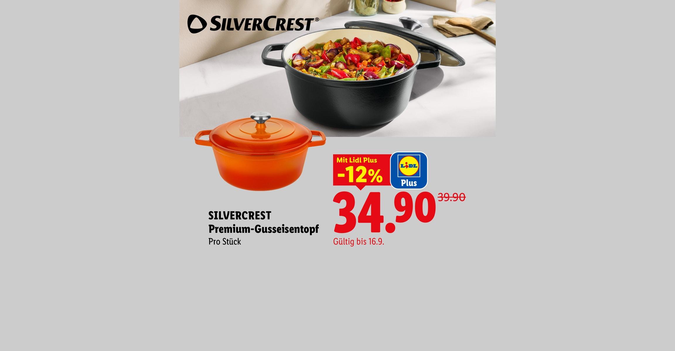 SILVERCREST Premium-Gusseisentopf Pro Stück mit Lidl Plus -12% CHF 34.90