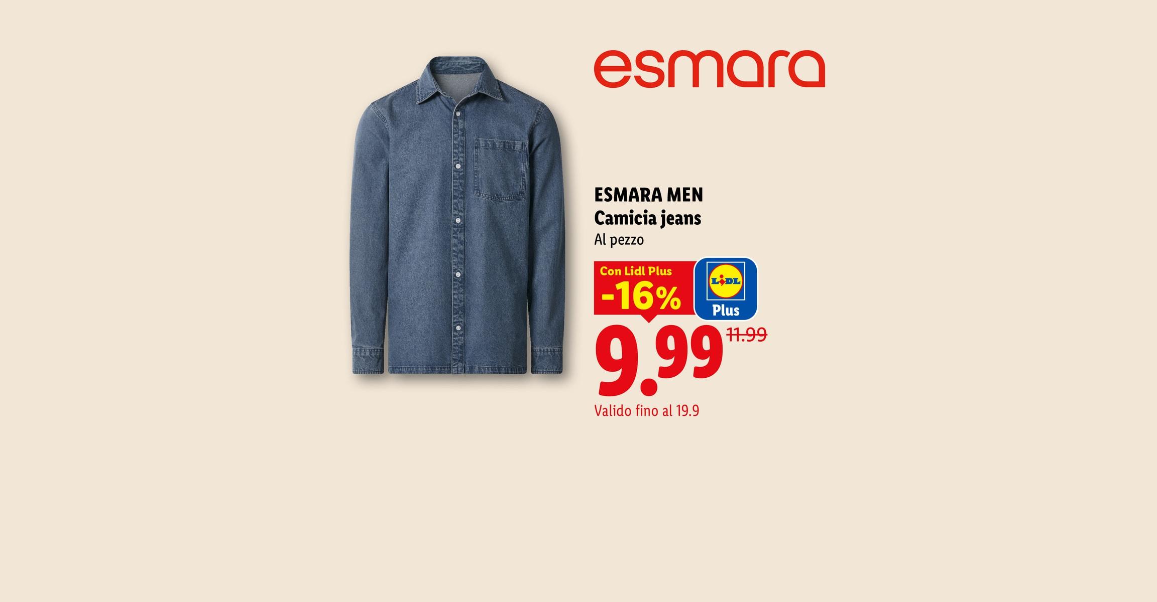 ESMARA MEN Camicia jeans Al pezzo con Lidl Plus -16% CHF 9.99