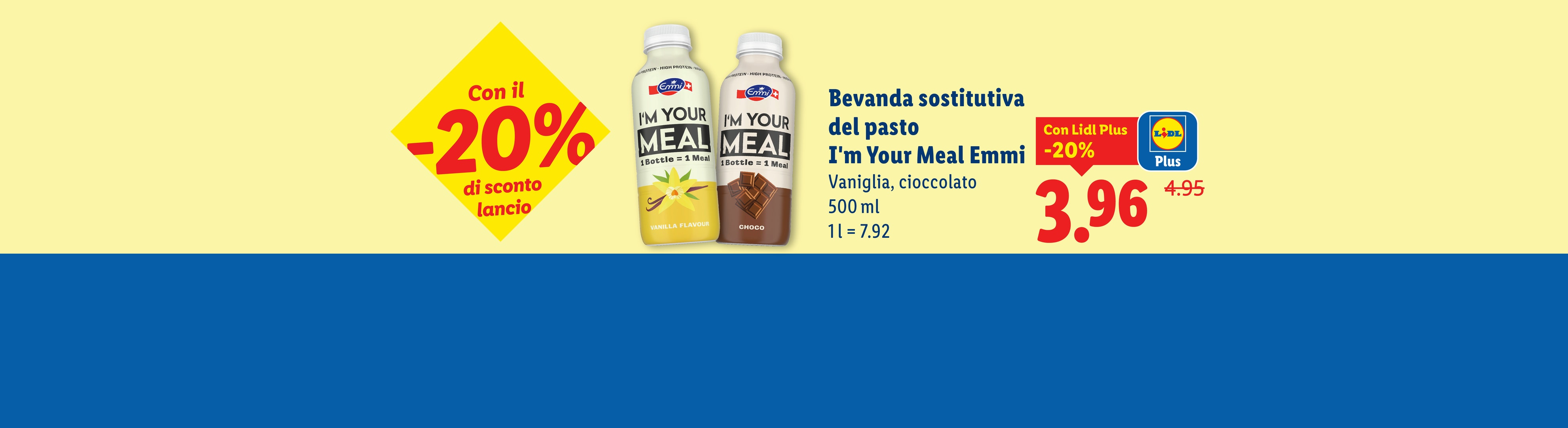 Bevanda sostitutiva del pasto al gusto vaniglia e cioccolato con sconto del 20%.