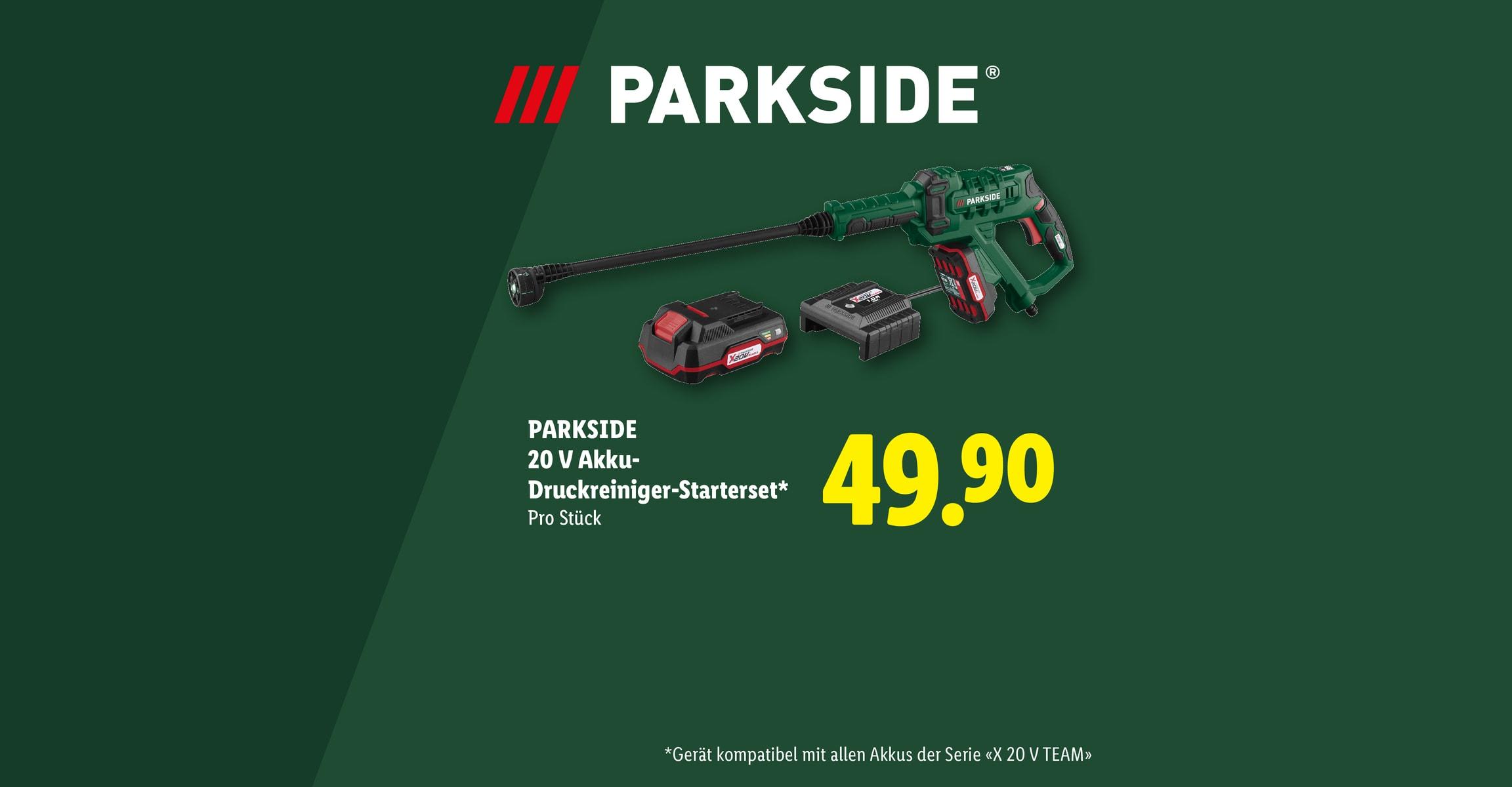 PARKSIDE 20 V Akku- Druckreiniger-Starterset Pro Stück CHF 49.90 Gerät kompatibel mit allen Akkus der Serie «X 20 V TEAM»
